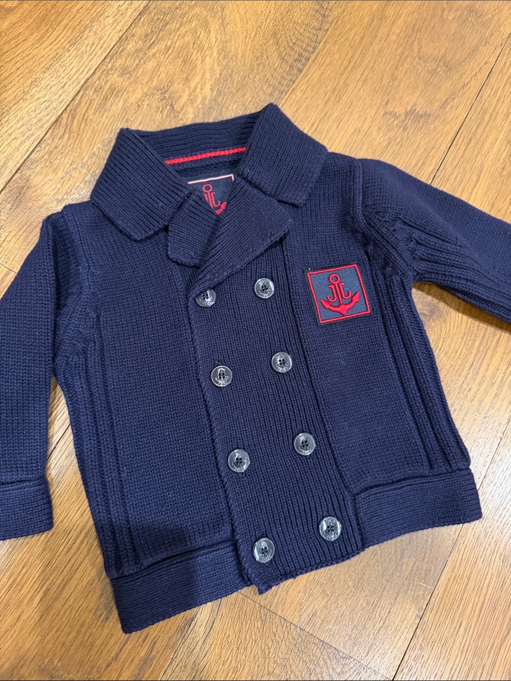 Jacadi Nautical Double-Breasted Navy Knit sweater Jacket